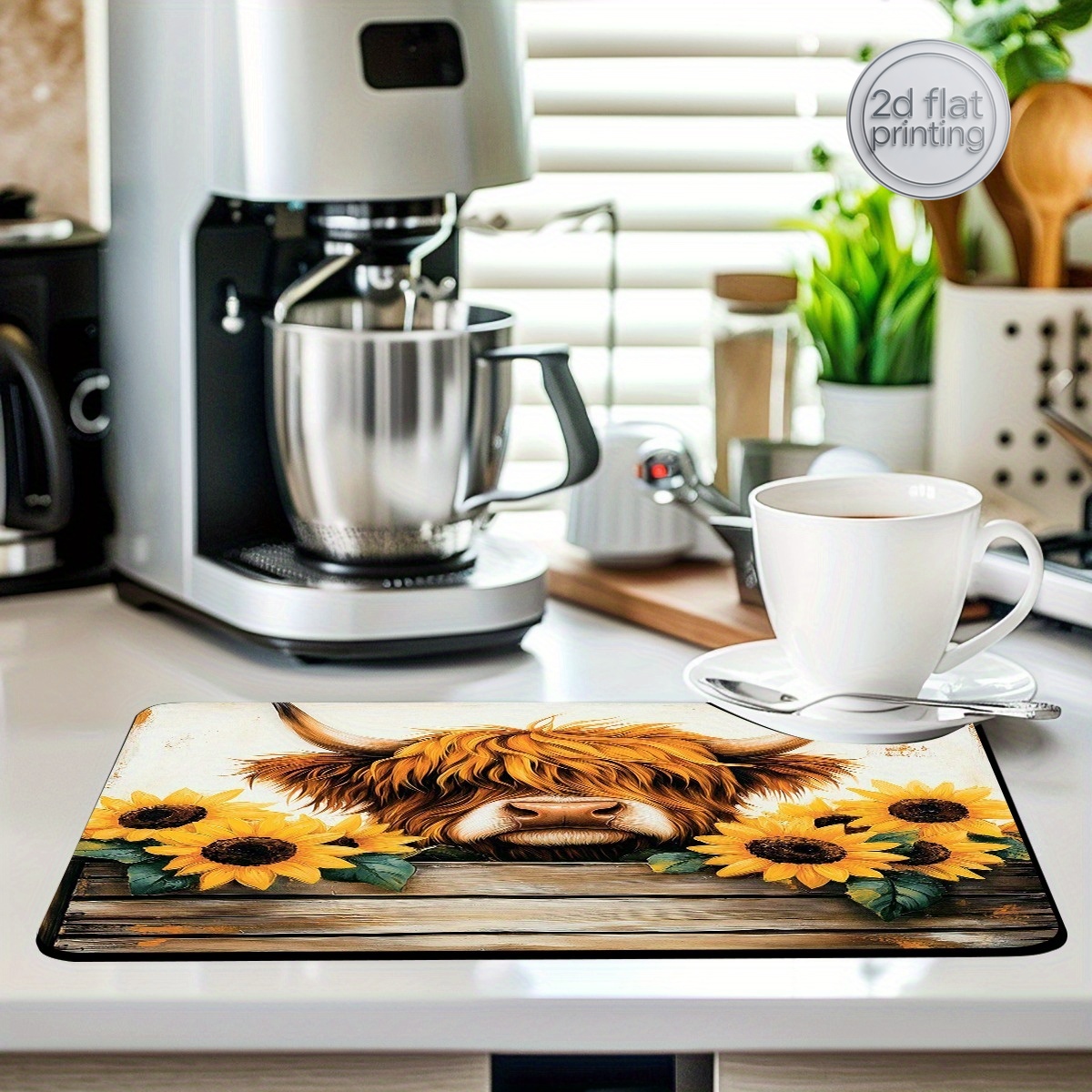 Cow Mat Rubber - 1pc Tapete Decorativo para Secar Louça