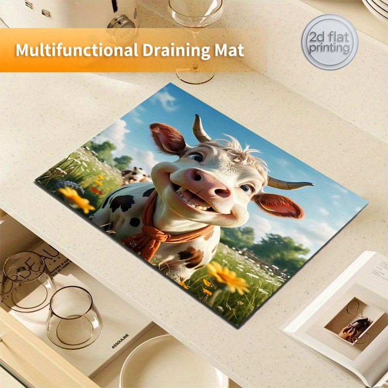 Cow Mat Rubber - Tapete de Secagem Absorvente com Estampa